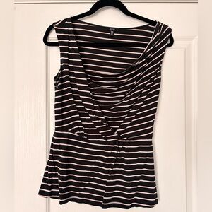 Jacob Women's Black and Beige Striped Top Medium